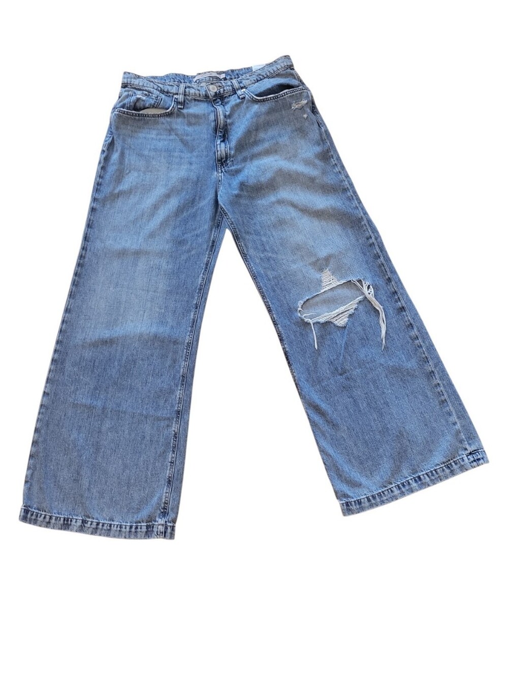 Hudson Jodie Thunder Distressed Wide Leg Denim Jeans Size 31 - Picture 2 of 5